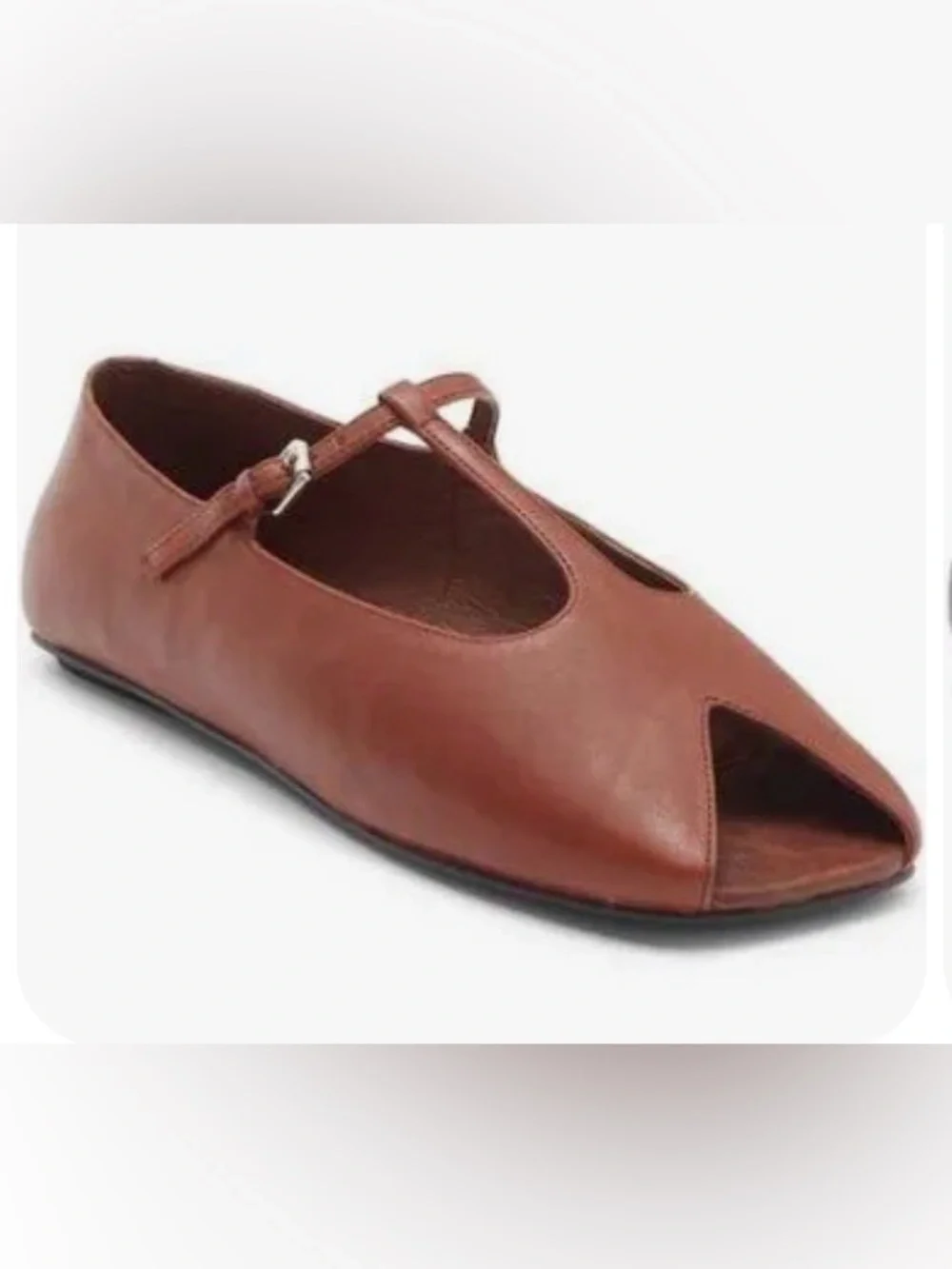Women's Brown Keeneland T-Strap Peep Toe Flat